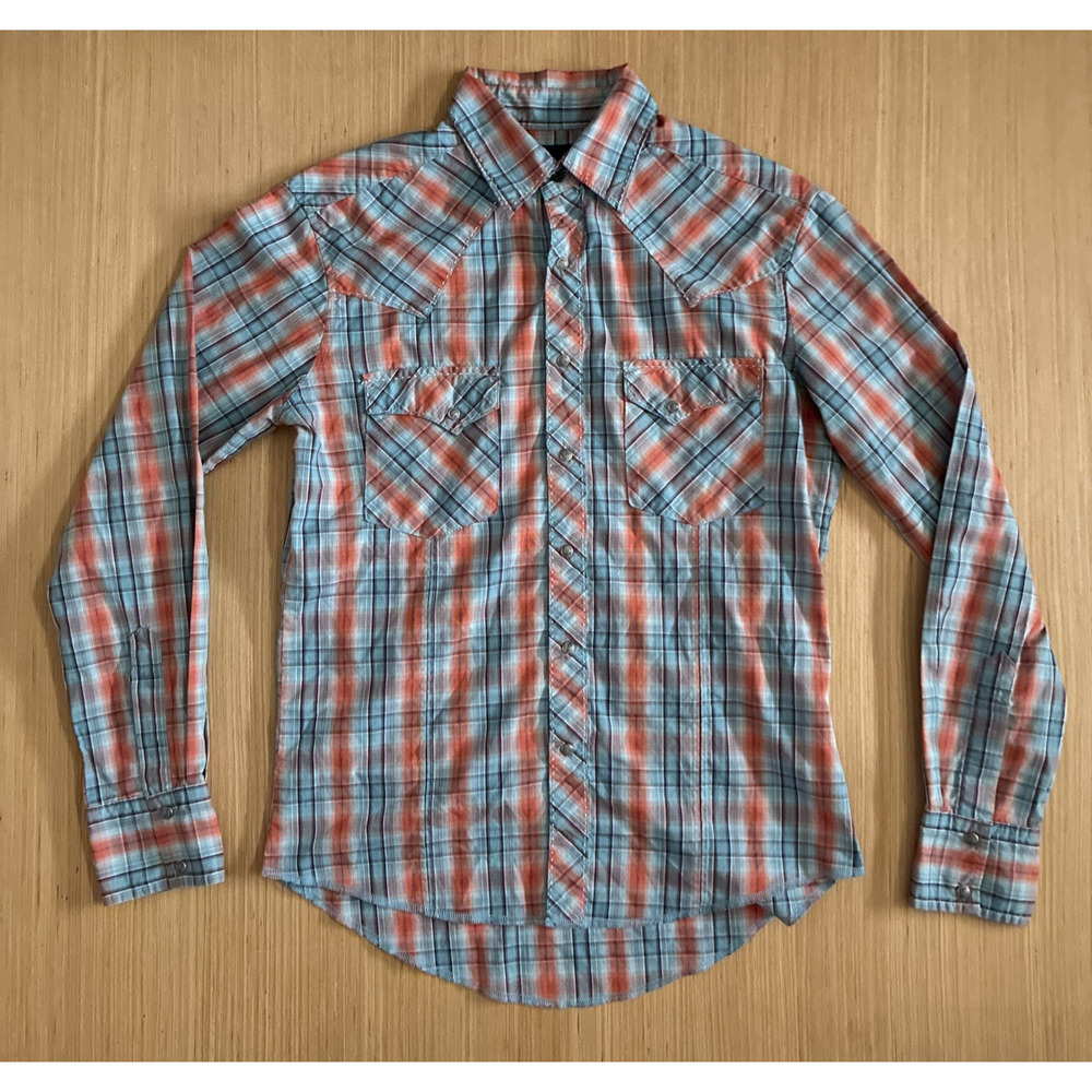 Wrangler Men's Size S Long Sleeve Plaid Button Up Snap Button Western Shirt